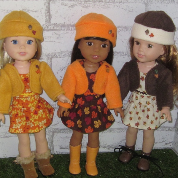 14.5 inch doll clothes such as Wellie Wishers H4H Betsy McCall Mix & Match fall skirt sleeveless shirt fleece hat jacket boots Made USA