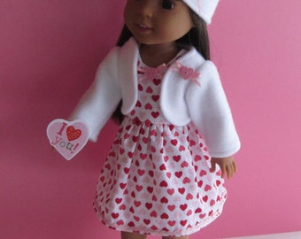 14.5 inch Doll Clothes such as Wellie Wishers H4H Betsy McCall similar size pink white Sweetheart dress coat hat BONUS TUTU American made