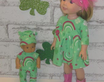 14.5 inch doll clothes such as Wellie Wishers H4H Glitter Girls Irish green dress boot your choice 8" pants top hat St. Patrick's day USA