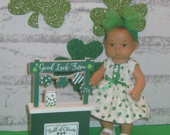 8 inch doll outfit fits dolls such American Girls caring for your baby doll spring St. Patrick's Day dress panties headband handmade USA