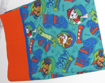 Standard pillowcase child pups hero cartoon bright colors Made in USA