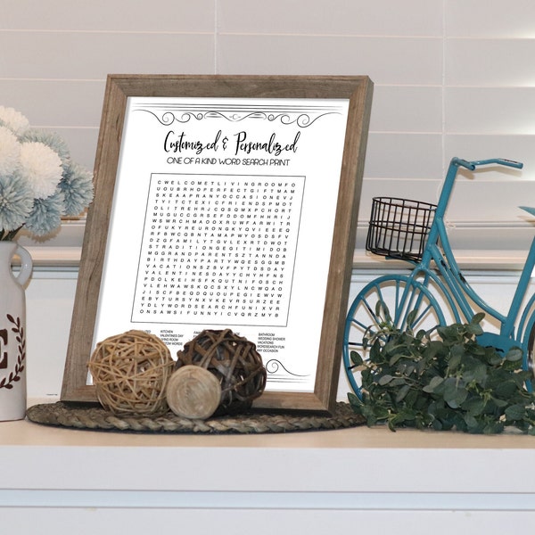 Personalized Word Search For Any Occasion! | Custom Gift With Name | You Pick Search Words |  Wall Art | You Create One Of A Kind!