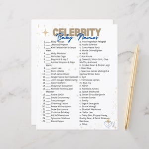 Celebrity Baby Name Game *Digital Download*