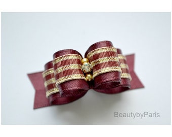 5/8" Cranberry Plaid Dog Bow