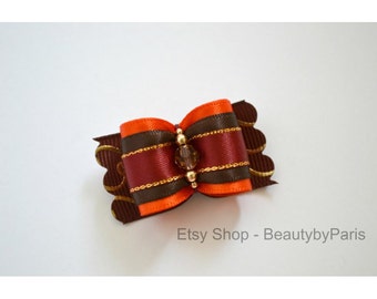 Thanksgiving Elegance 7/8" Dog Bow