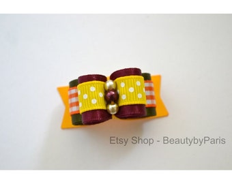 Fall Mix Burgundy 5/8" Dog Bow