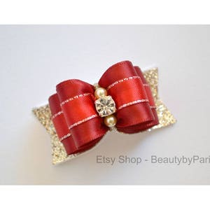 Christmas Magic Red 7/8&quot; Dog Bow