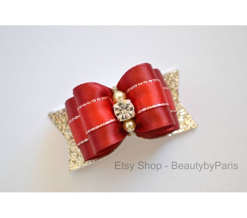 Christmas Magic Red 7/8 Dog Bow image 1