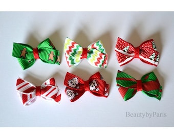 Christmas Edition Puppy Pack Bows,  6 mini bows for Puppies