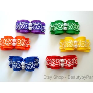Rainbow Swirl- 5/8&quot; Dog Bow