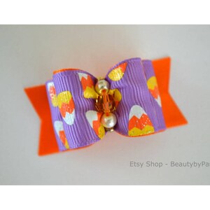 Candy Corn Fun 7/8&quot; Dog Bow