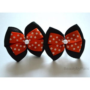 Black and Orange 1.5&quot; Pigtail Dog Bows