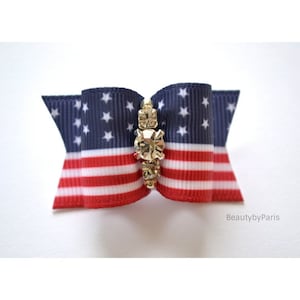 American Flag, Proud to be an American - 7/8&quot; Dog Bow