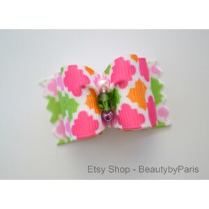 Bright Moroccan Print 7/8&quot; Dog Bow