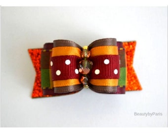 Thanksgiving Mix 7/8" Dog Bow