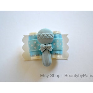 Blue Baby Rattle - 7/8&quot; Dog Bow