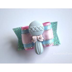 Gender Reveal Baby Rattle - 7/8&quot; Dog Bow