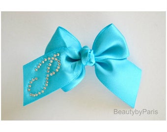 Rhinestone Initial Dog Bow