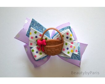 Easter Basket Spring Pinwheel Dog Bow