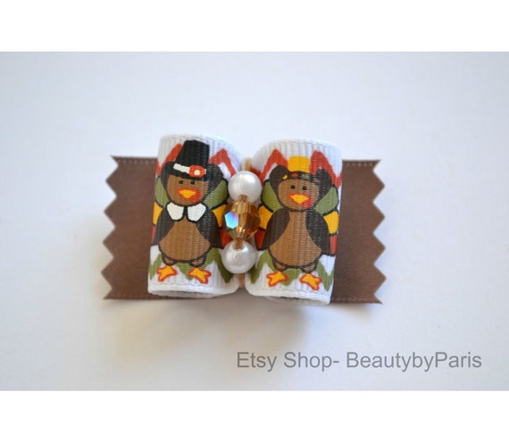Thanksgiving Turkey 7/8" Dog Bow