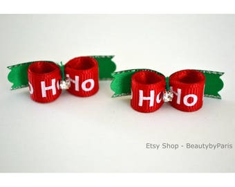 3/8" Ho HO Ho Pigtails (Tiny Dog Bows)