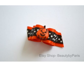 Fall Pumpkin 5/8" Dog Bow