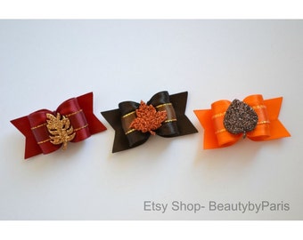 Fall Leaves 7/8" Dog Bow