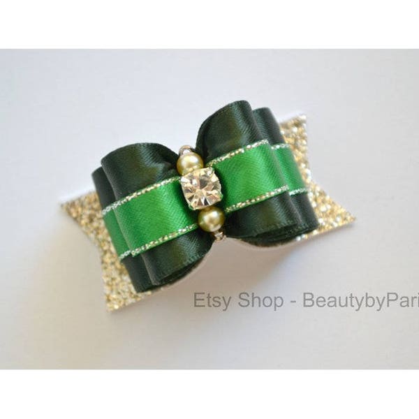 Christmas Magic Green 7/8" Dog Bow