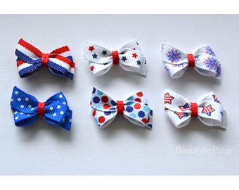 USA, Fourth of July Pack Bows,  6 mini bows for Puppies