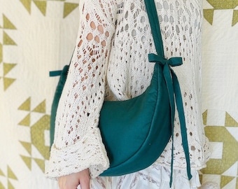 Crescent Crossbody Bow Bag: Dark Teal