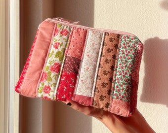 Quilted Zipper Pouch: Pink Patchwork