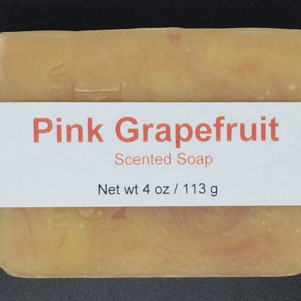 Pink Grapefruit Scented Cold Process Soap with Shea Butter, 4 oz / 113 g bar