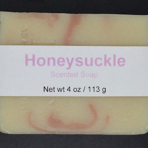 Honeysuckle Scented Cold Process Soap with Shea Butter, 4 oz / 113 g bar