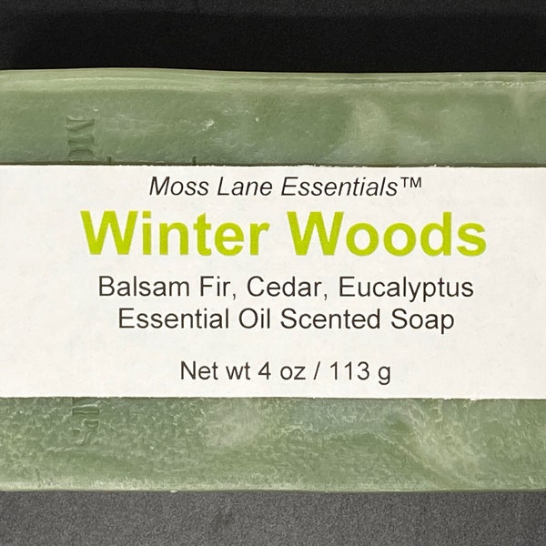Winter Woods--Balsam Fir, Cedar Wood, Eucalyptus Essential Oil Scented Cold Process Soap with Shea Butter, 4 oz / 113 g bar