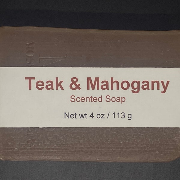 Teak & Mahogany Scented Cold Process Soap with Shea Butter, 4 oz / 113 g bar