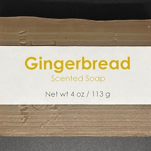 Gingerbread Scented Cold Process Soap with Shea Butter, 4 oz / 113 g bar