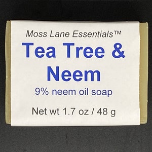 Tea Tree and Neem Oil Cold Process Soap, 1.7 oz / 48 g bar