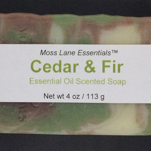 Cedarwood and Balsam Fir Essential Oil Scented Cold Process Soap with Shea Butter, 4 oz / 113 g bar