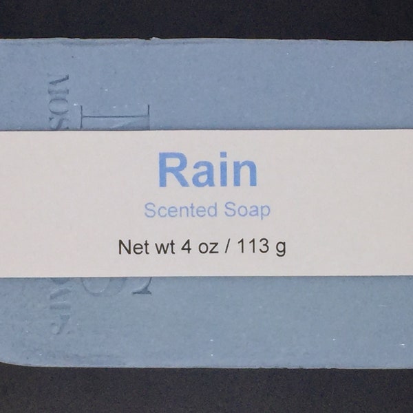 Rain Scented Cold Process Soap with Shea Butter, 4 oz / 113 g bar