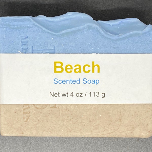 Beach Scented Cold Process Soap with Shea Butter, 4 oz / 113 g bar