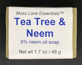 Tea Tree and Neem Oil Cold Process Soap, 1.7 oz / 48 g bar
