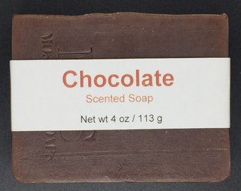 Chocolate Scented Cold Process Soap with Shea Butter, 4 oz / 113 g bar