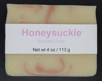 Honeysuckle Scented Cold Process Soap with Shea Butter, 4 oz / 113 g bar