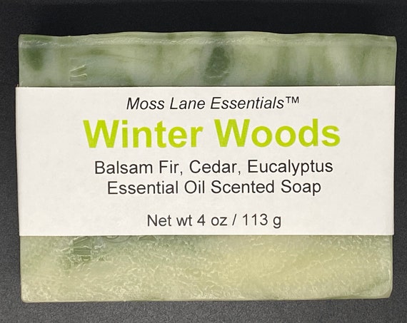 Winter Woods--Balsam Fir, Cedar Wood, Eucalyptus Essential Oil Scented Cold Process Soap with Shea Butter, 4 oz / 113 g bar