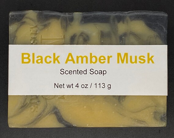 Black Amber Musk Scented Cold Process Soap with Shea Butter, 4 oz / 113 g bar