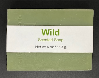 Wild Scented Cold Process Soap with Shea Butter for Men, 4 oz / 113 g bar