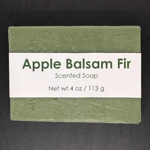 Apple Balsam Fir Scented Cold Process Soap, 4 oz / 113 g bar
