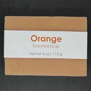 Orange Scented Cold Process Soap, 4 oz / 113 g bar