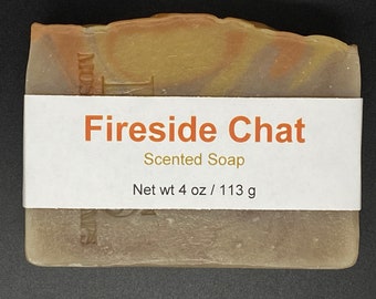 Fireside Chat--Whiskey and Campfire Scented Cold Process Soap with Shea Butter, 4 oz / 113 g bar