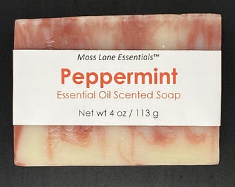 Peppermint Scented Cold Process Soap, 4 oz / 113 g bar